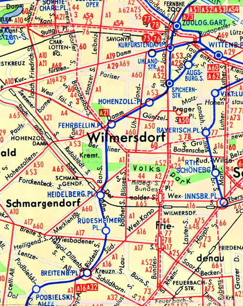 BVG-Liniennetz 1961 Wilmersdorfer U-Bahn