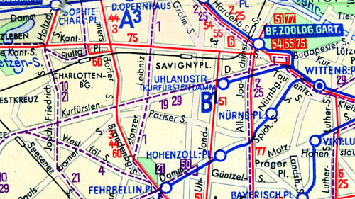 BVG-Liniennetz 1955 Nürnberger Platz