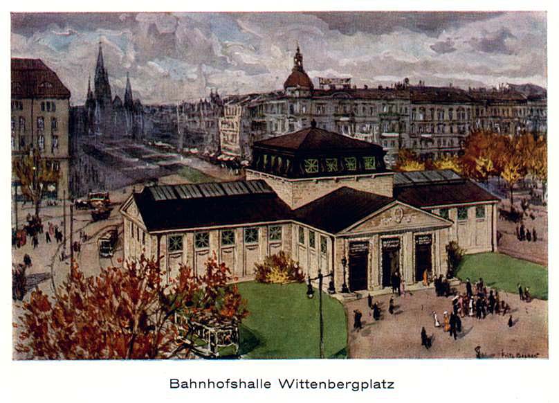 Aquarell von Fritz Beckert - Hochbahnszene