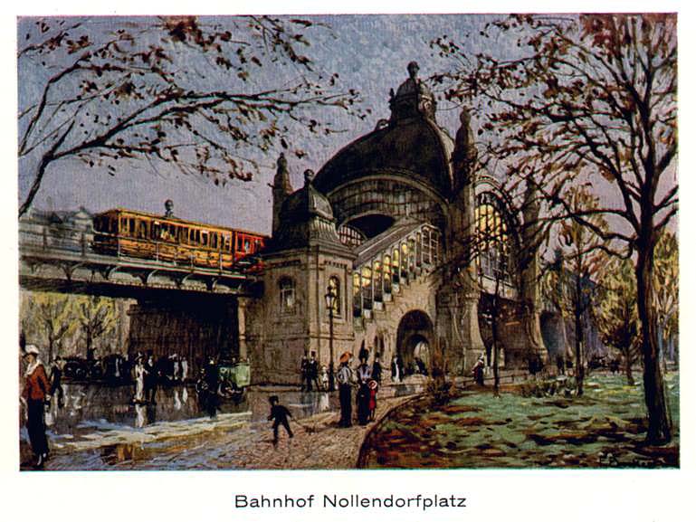 Aquarell von Fritz Beckert - Hochbahnszene