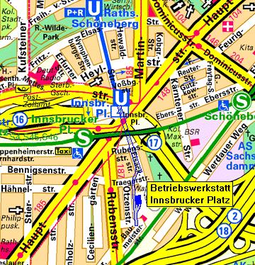 Lageplan Betriebswerkstatt Innsbrucker Platz