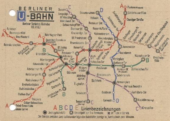 Netzplan der Berliner U-Bahn aus dem Jahr 1948