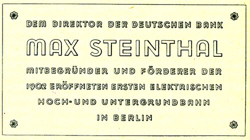 Gedenktafel Max Steinthal